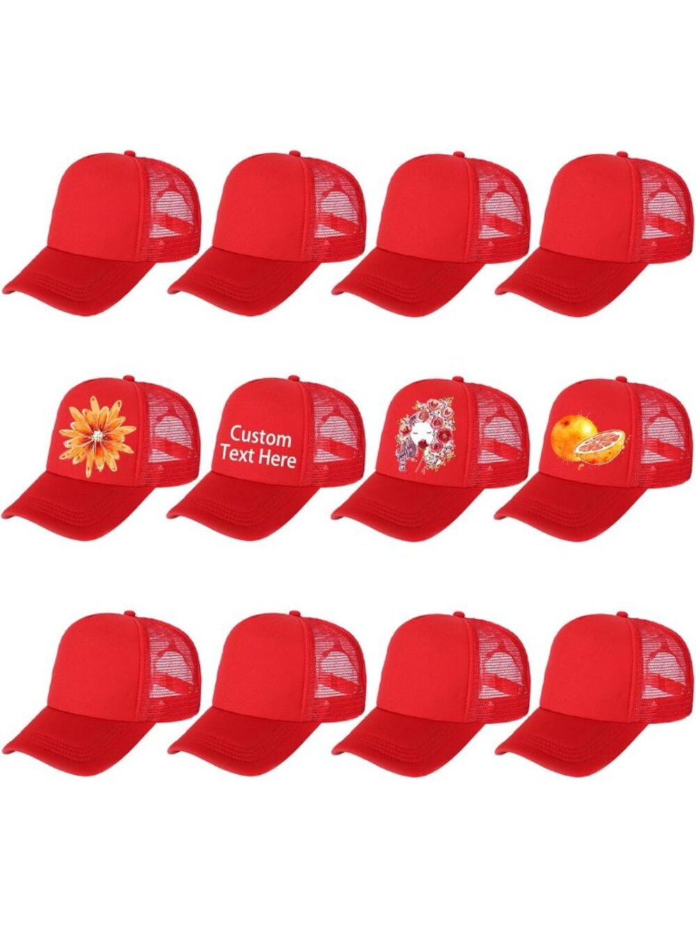 12 Pack Mesh Trucker Hats - Blank Sublimation Caps for Men & Women, Customizable